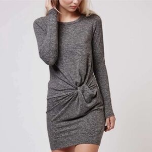 TopShop dark grey long sleeve twist waist dress soft material
